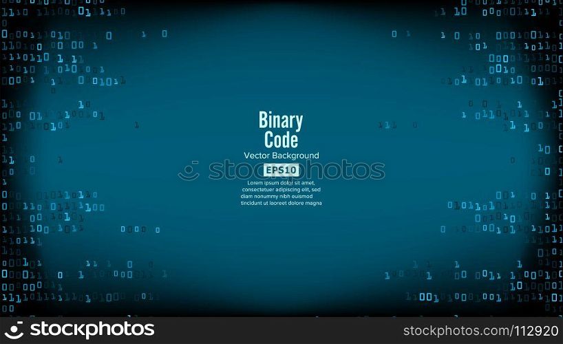 Binary Code Background Vector. High-Tech Matrix Background With Digits. Binary Code Background Vector. High-Tech Matrix Background