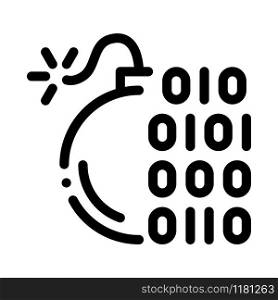 Binary Code Bomb Icon Vector. Outline Binary Code Bomb Sign. Isolated Contour Symbol Illustration. Binary Code Bomb Icon Vector Outline Illustration