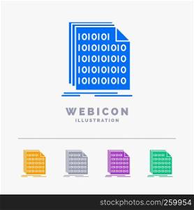 Binary, code, coding, data, document 5 Color Glyph Web Icon Template isolated on white. Vector illustration