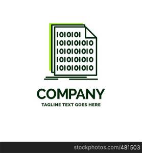 Binary, code, coding, data, document Flat Business Logo template. Creative Green Brand Name Design.