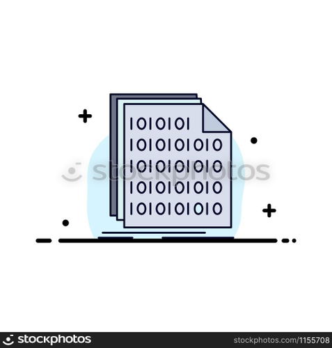 Binary, code, coding, data, document Flat Color Icon Vector