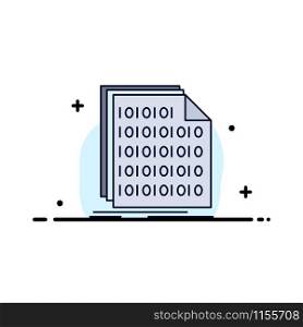 Binary, code, coding, data, document Flat Color Icon Vector