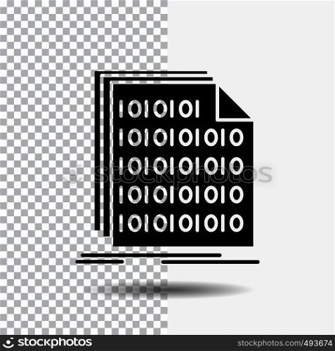 Binary, code, coding, data, document Glyph Icon on Transparent Background. Black Icon. Vector EPS10 Abstract Template background