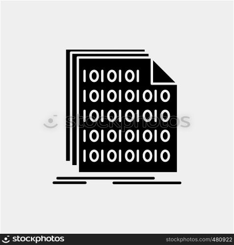 Binary, code, coding, data, document Glyph Icon. Vector isolated illustration. Vector EPS10 Abstract Template background