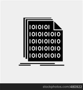 Binary, code, coding, data, document Glyph Icon. Vector isolated illustration. Vector EPS10 Abstract Template background