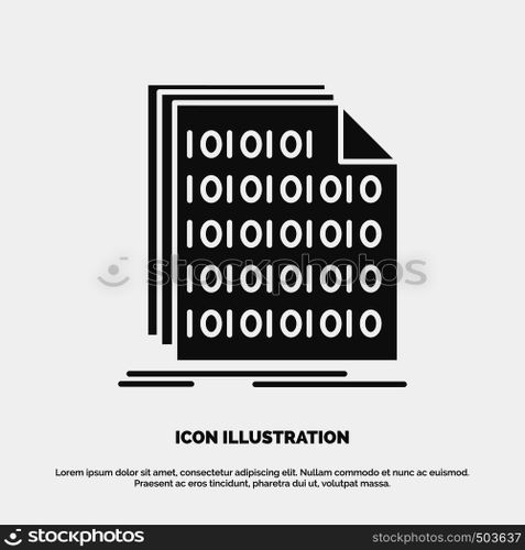 Binary, code, coding, data, document Icon. glyph vector gray symbol for UI and UX, website or mobile application. Vector EPS10 Abstract Template background
