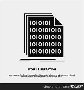 Binary, code, coding, data, document Icon. glyph vector gray symbol for UI and UX, website or mobile application. Vector EPS10 Abstract Template background