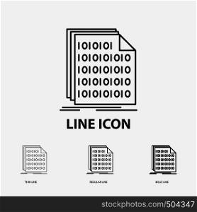 Binary, code, coding, data, document Icon in Thin, Regular and Bold Line Style. Vector illustration. Vector EPS10 Abstract Template background