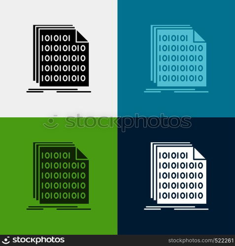 Binary, code, coding, data, document Icon Over Various Background. glyph style design, designed for web and app. Eps 10 vector illustration. Vector EPS10 Abstract Template background