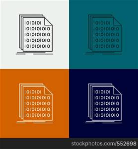 Binary, code, coding, data, document Icon Over Various Background. Line style design, designed for web and app. Eps 10 vector illustration. Vector EPS10 Abstract Template background