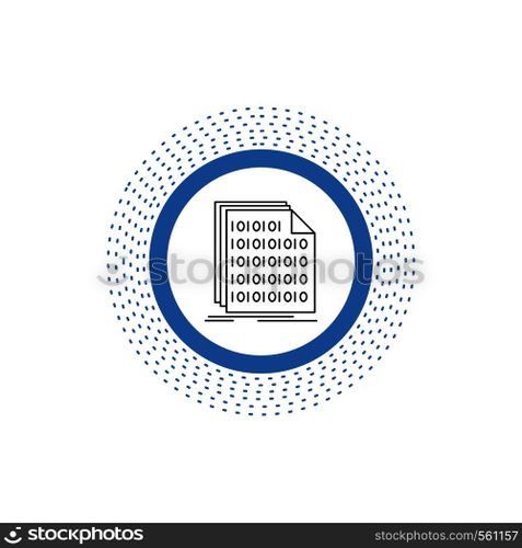 Binary, code, coding, data, document Line Icon. Vector isolated illustration. Vector EPS10 Abstract Template background