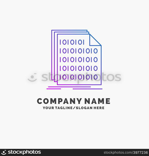 Binary, code, coding, data, document Purple Business Logo Template. Place for Tagline