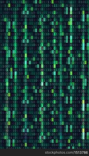 Binary code computer matrix background art design. Digits on screen. Abstract concept graphic data, technology, decryption, algorithm, encryption element - Vector