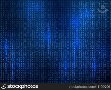 Binary code. Computer matrix code falling digits random numbers. Hacker coding, mining cryptocurrency futuristic cyberspace vector programming encryption background. Binary code. Computer matrix code falling digits random numbers. Hacker coding, mining cryptocurrency futuristic cyberspace vector background