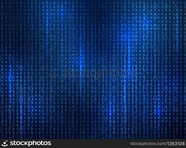 Binary code. Computer matrix code falling digits random numbers. Hacker coding, mining cryptocurrency futuristic cyberspace vector programming encryption background. Binary code. Computer matrix code falling digits random numbers. Hacker coding, mining cryptocurrency futuristic cyberspace vector background