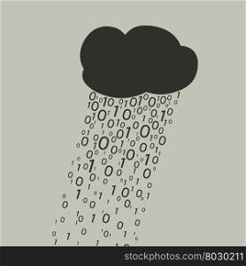 Binary code concept. Cloud computing and binary rain.