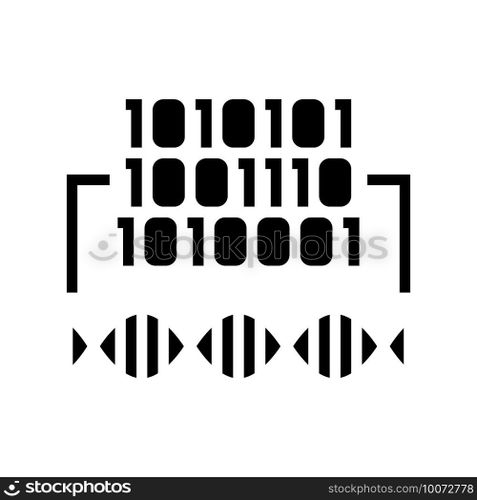 binary code genetic information glyph icon vector. binary code genetic information sign. isolated contour symbol black illustration. binary code genetic information glyph icon vector illustration