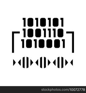 binary code genetic information glyph icon vector. binary code genetic information sign. isolated contour symbol black illustration. binary code genetic information glyph icon vector illustration