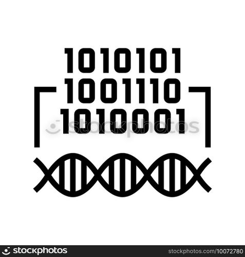 binary code genetic information line icon vector. binary code genetic information sign. isolated contour symbol black illustration. binary code genetic information line icon vector illustration
