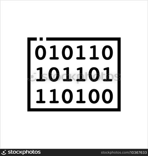 Binary Code Icon, Base 2, Two Digit 1, 0 Numeric System Computer Processor Instruction, Data System, True False Boolean Logic Vector Art Illustration