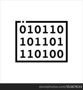 Binary Code Icon, Base 2, Two Digit 1, 0 Numeric System Computer Processor Instruction, Data System, True False Boolean Logic Vector Art Illustration