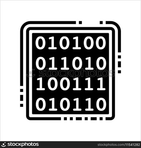 Binary Code Icon, Base 2, Two Digit 1, 0 Numeric System Computer Processor Instruction, Data System, True False Boolean Logic Vector Art Illustration