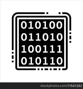 Binary Code Icon, Base 2, Two Digit 1, 0 Numeric System Computer Processor Instruction, Data System, True False Boolean Logic Vector Art Illustration