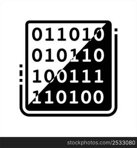 Binary Code Icon, Base 2, Two Digit 1, 0 Numeric System Computer Processor Instruction, Data System, True False Boolean Logic Vector Art Illustration