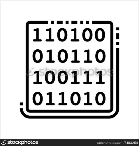 Binary Code Icon, Base 2, Two Digit 1, 0 Numeric System Computer Processor Instruction, Data System, True False Boolean Logic Vector Art Illustration
