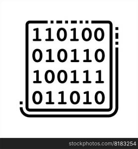 Binary Code Icon, Base 2, Two Digit 1, 0 Numeric System Computer Processor Instruction, Data System, True False Boolean Logic Vector Art Illustration