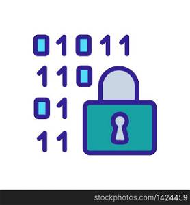 binary code protection icon vector. binary code protection sign. color symbol illustration. binary code protection icon vector outline illustration