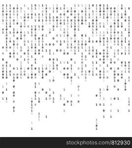 Binary falling numbers like matrix. 0,1 digits on white background template