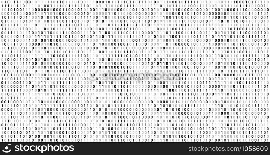 Binary matrix code. Computer data stream, digital security codes and gray coding information. Screen with coding numbers, matrix hacking coded digital display abstract vector background. Binary matrix code. Computer data stream, digital security codes and gray coding information abstract vector background