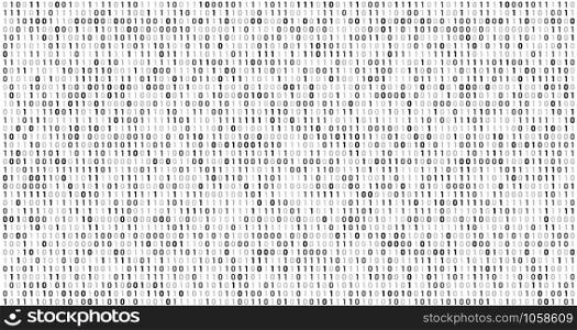 Binary matrix code. Computer data stream, digital security codes and gray coding information. Screen with coding numbers, matrix hacking coded digital display abstract vector background. Binary matrix code. Computer data stream, digital security codes and gray coding information abstract vector background