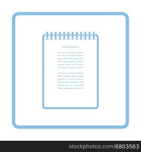 Binder notebook icon. Blue frame design. Vector illustration.