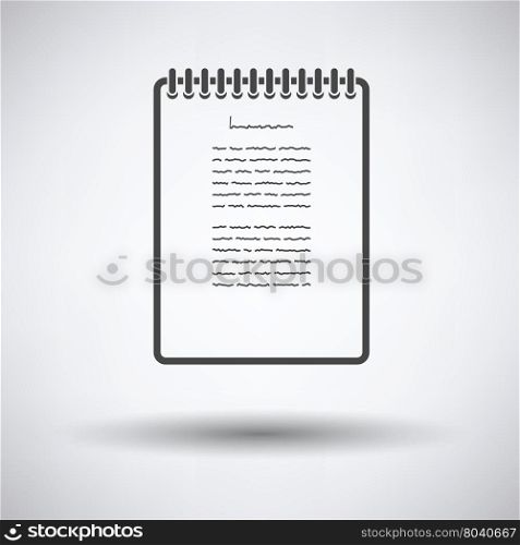 Binder notebook icon on gray background, round shadow. Vector illustration.