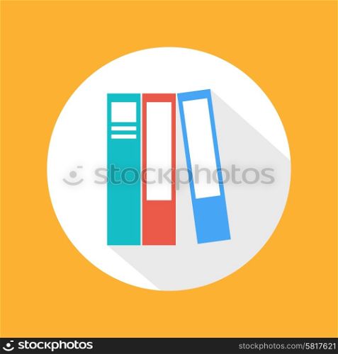 Binders icon with long shadow in flat design style