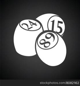 Bingo Kegs icon. Black background with white. Vector illustration.