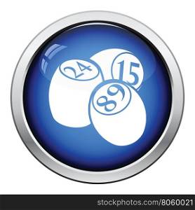 Bingo Kegs icon. Glossy button design. Vector illustration.