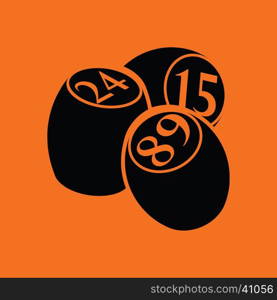 Bingo Kegs icon. Orange background with black. Vector illustration.