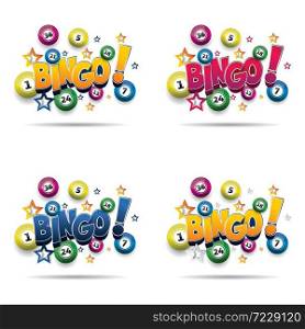 Bingo lottery balls and bingo cards concept vector illustration