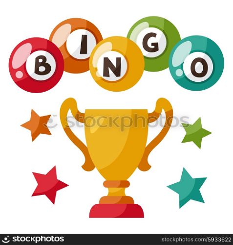 Bingo or lottery game illustration with balls and award. Bingo or lottery game illustration with balls and award.