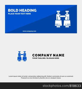 Binoculars, Field Glasses, Search, Vision SOlid Icon Website Banner and Business Logo Template