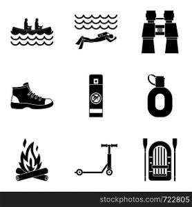 Binoculars icons set. Simple set of 9 binoculars vector icons for web isolated on white background. Binoculars icons set, simple style