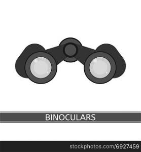 Binoculars vector icon. Binoculars icon vector illustration isolated on white background in flat style. For travel, bird watching, stargazing, sightseeing. With magnification.
