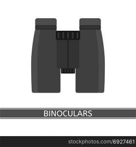Binoculars vector icon. Binoculars icon vector illustration isolated on white background in flat style. For travel, bird watching, stargazing, sightseeing.