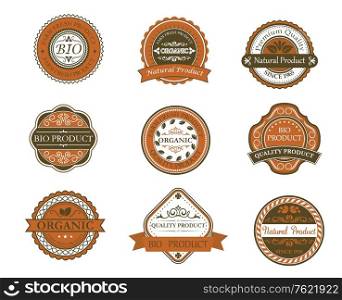 Bio and organic labels set in retro style