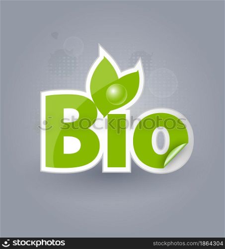 Bio background with selfadhesive bio sticker for creative design. Bio background with selfadhesive bio sticker