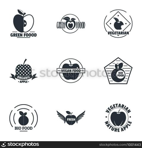 Bio food logo set. Simple set of 9 bio food vector logo for web isolated on white background. Bio food logo set, simple style