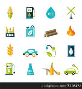 Bio fuel solar and wind electricity industry icons set isolated vector illustration